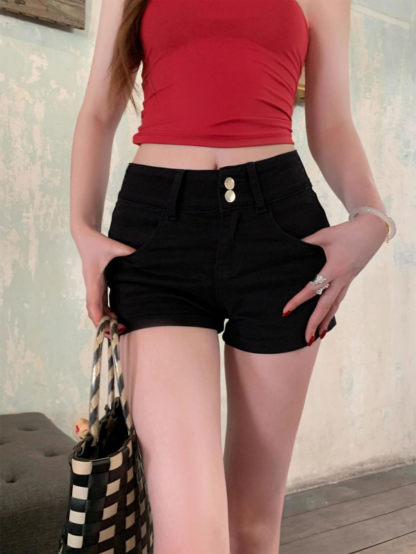 Jeans din denim pentru femei, talie înaltă, croială dreaptă, lungime trei sferturi, microelastic cu 50–70% spandex