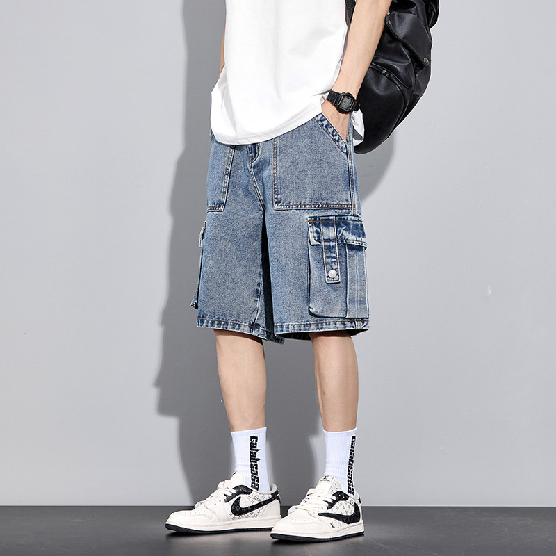 Памучни къси панталони с висока талия, свободна кройка, японски ретро стил, тънка материя