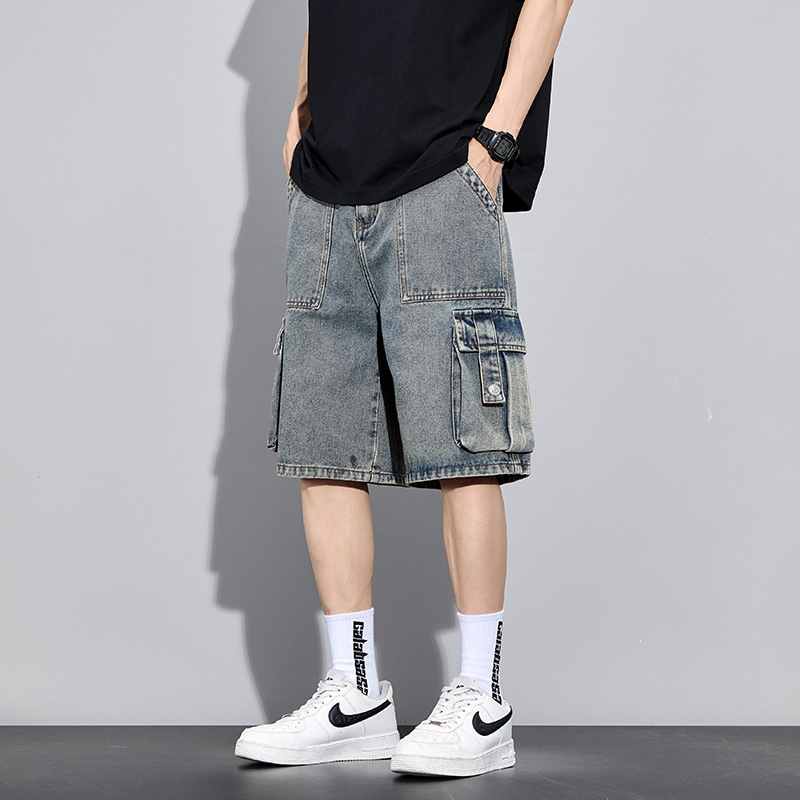 Памучни къси панталони с висока талия, свободна кройка, японски ретро стил, тънка материя