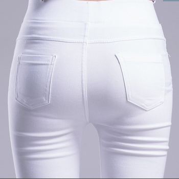 Női szoros nadrág, magas derekú, pamut-nylon-spandex keverék, vékony anyag, egyszínű mintázat, tavasz 2023