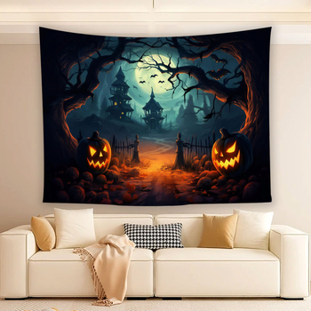 Halloween ατμοσφαιρικό ταπετσαρία υπόβαθρο διακόσμησης, 100% πολυεστέρας, Νορδικός στυλ, ψηφιακή μεταφορά θερμότητας, ορθογώνιο, μοτίβο καρτούν/anime