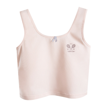 Памучен потник-сутиен за момичета, стил потник, пълна чашка, тънък формован чашка, без метална тел, фиксирани двойни презрамки, дишащ комфорт, за възраст 9–13 г
