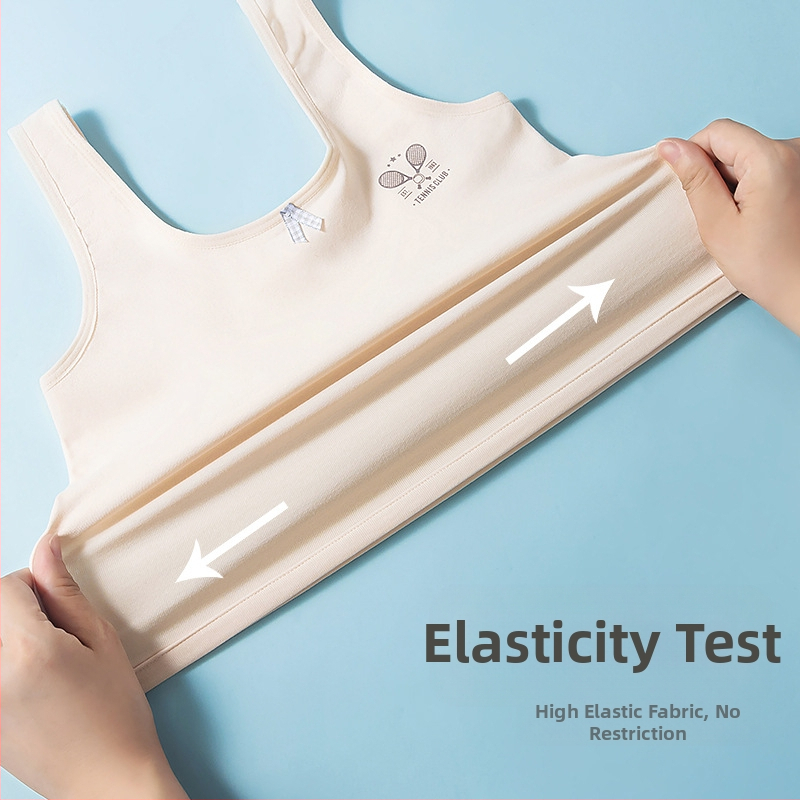 Памучен потник-сутиен за момичета, стил потник, пълна чашка, тънък формован чашка, без метална тел, фиксирани двойни презрамки, дишащ комфорт, за възраст 9–13 г