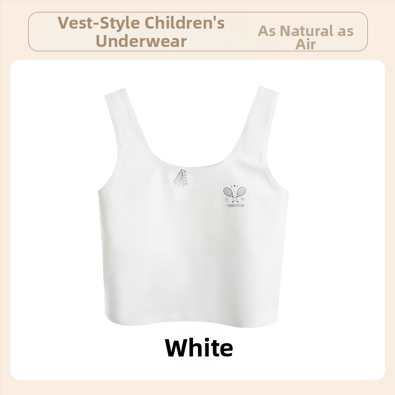 Памучен потник-сутиен за момичета, стил потник, пълна чашка, тънък формован чашка, без метална тел, фиксирани двойни презрамки, дишащ комфорт, за възраст 9–13 г