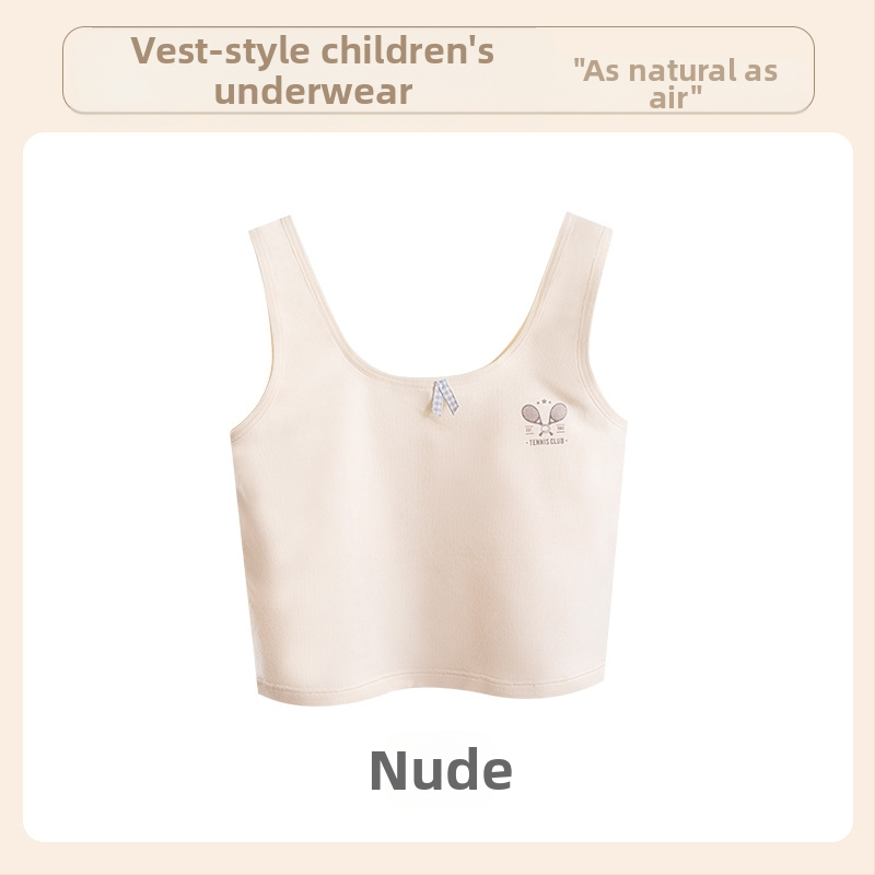Памучен потник-сутиен за момичета, стил потник, пълна чашка, тънък формован чашка, без метална тел, фиксирани двойни презрамки, дишащ комфорт, за възраст 9–13 г