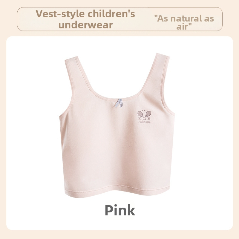 Памучен потник-сутиен за момичета, стил потник, пълна чашка, тънък формован чашка, без метална тел, фиксирани двойни презрамки, дишащ комфорт, за възраст 9–13 г