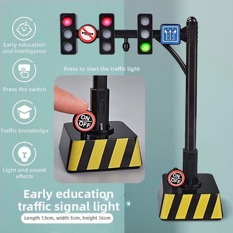 Pārvietojams bērnu satiksmes signāls ar skaņu – izglītojoša rotaļlieta no māla