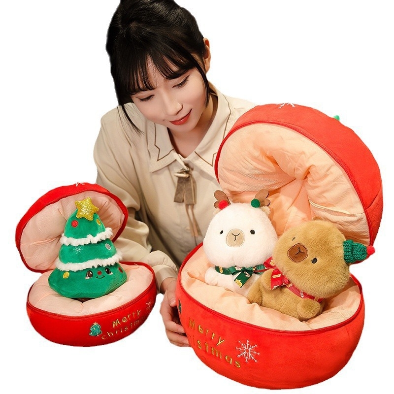 Плюшена животинска кукла със Санта и елени дизайн, пълнеж PP памук, за възраст 14+