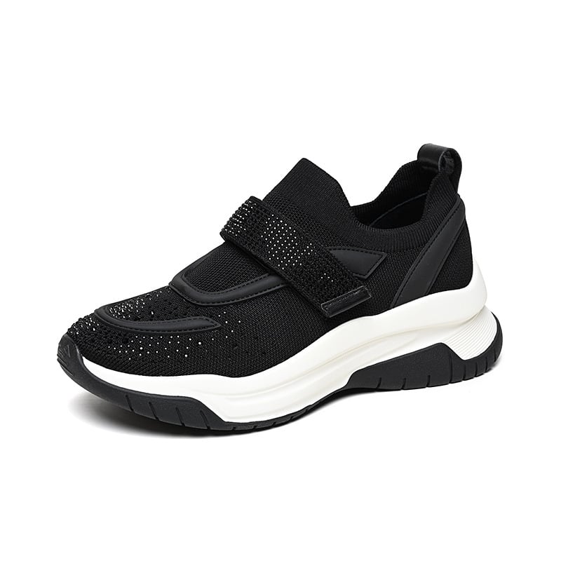 Ikdienas sieviešu kurpes ar elpojošu auduma augšpusi, apaļš purns, klinveida papēdis 3–5 cm, Velcro aizdare