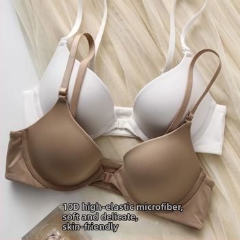 Push-Up σουτιέν με μπροστινό κούμπωμα και μεταλλικό δαχτυλίδι, 3/4 λεπτές φόρμες, αποσπώμενες διπλές τιράντες, αόρατο πίσω, νάιλον