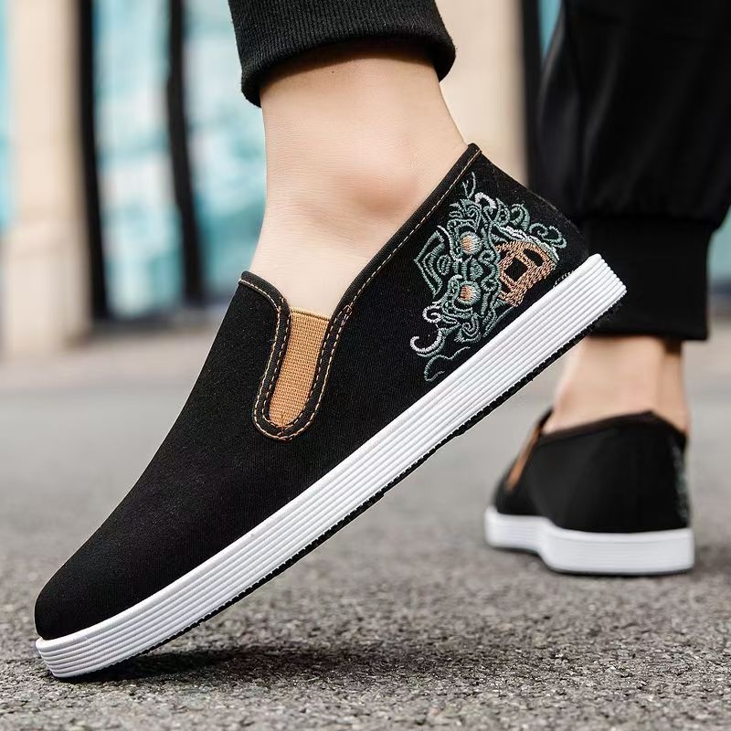 Siuvinėti audiniai batai Old Beijing, kvėpuojantys, atsparūs slydimui, vulkanizuota padas, medvilnės viršus