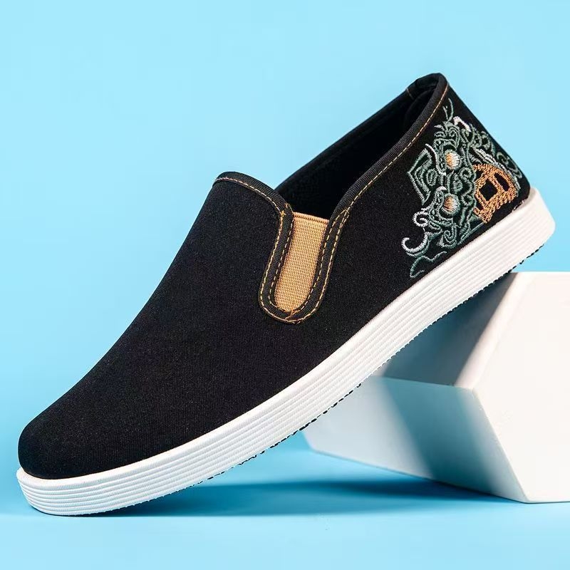 Siuvinėti audiniai batai Old Beijing, kvėpuojantys, atsparūs slydimui, vulkanizuota padas, medvilnės viršus