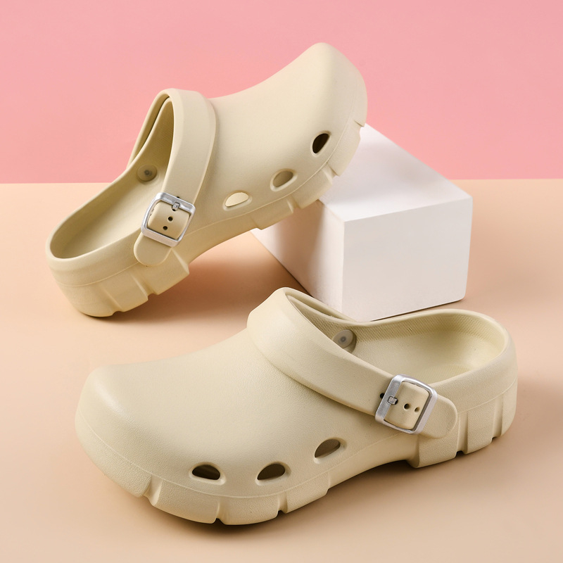 Crocs stila EVA čības sievietēm — iekšējai lietošanai, elpojošas, EVA augšdaļa un zole, 3 cm zoles biezums, pretslīdējošas