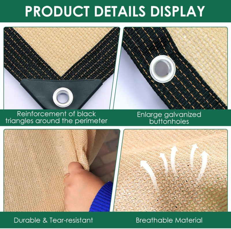 Stogo pavėsinės tinklas, sutankintas HDPE, krašto siuvimas ir perforuotas dizainas, saulės apsauga