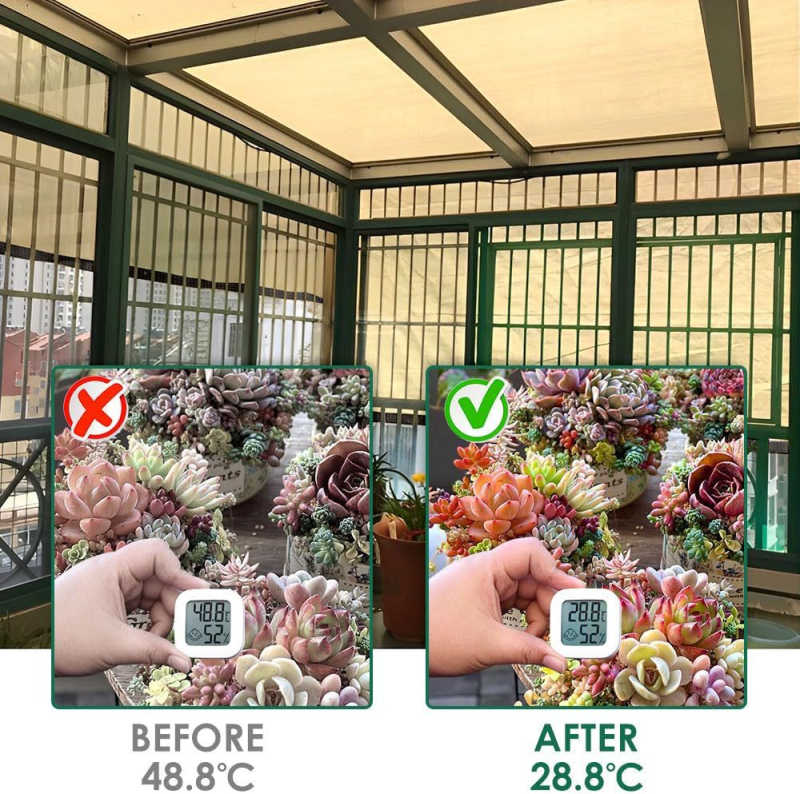 Stogo pavėsinės tinklas, sutankintas HDPE, krašto siuvimas ir perforuotas dizainas, saulės apsauga