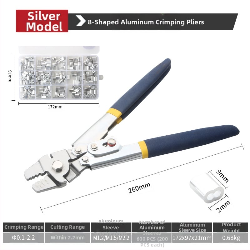 Ovalinės aliuminio kištuvai plieniniam trosui, dviejų angų, 6 g, Ø0,2 mm krimpavimo skersmuo