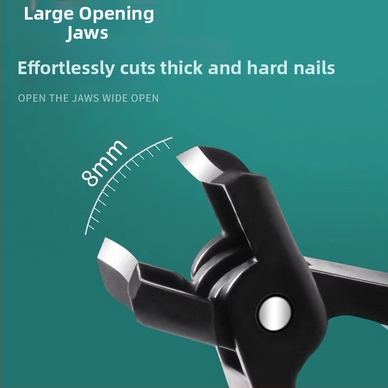 Клипър за нокти с голям отвор; пластмаса + неръждаема стомана; преносим, плоска челюст, домашна употреба