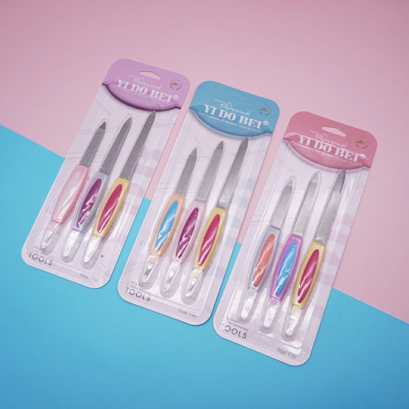 Λίμα νυχιών από ανοξείδωτο χάλυβα με διπλό κεφάλι, διπλής όψης, τραχύ και λεπτό κόκκο, πολύπλευρο σχέδιο