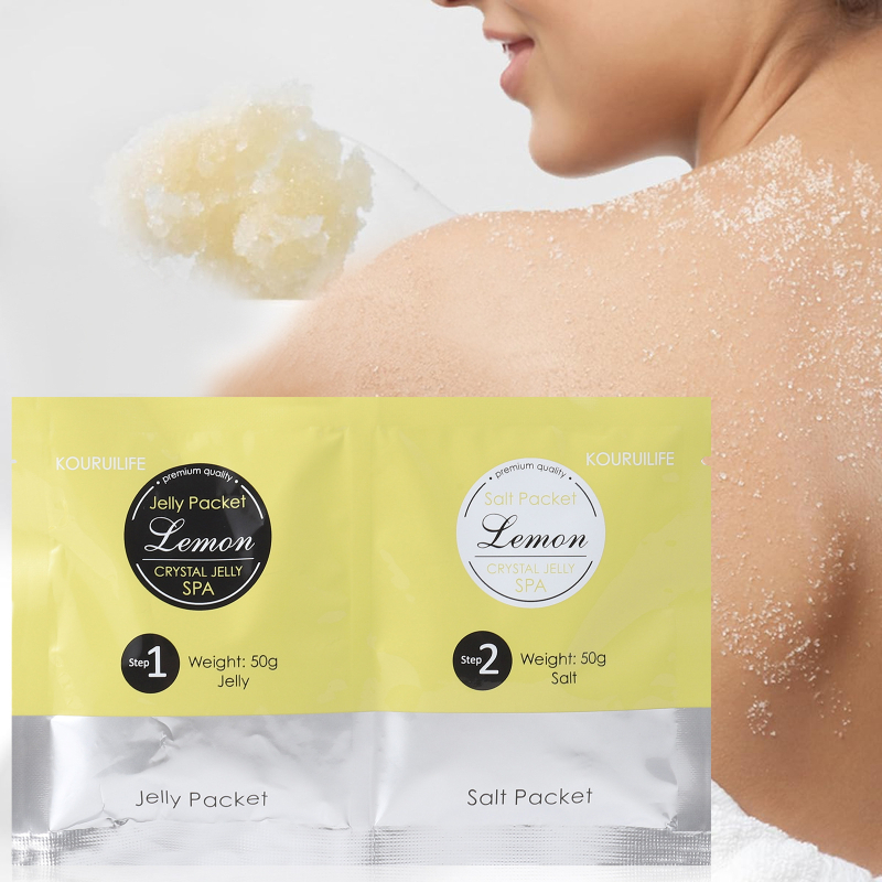 Pėdų priežiūros rinkinys: citrinų kristalų vonios druska ir želė dumbliai kojoms – šlifuojantis efektas