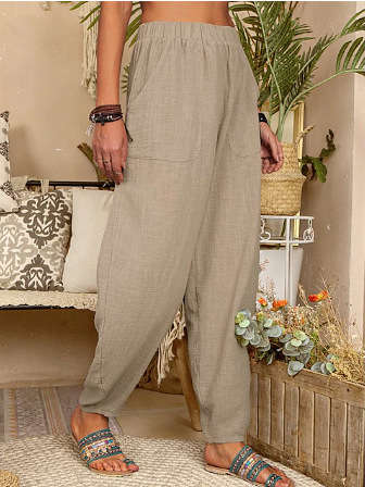 Харем панталони за градски стил, полиестер, свободна кройка, средно висока талия, дълги панталони