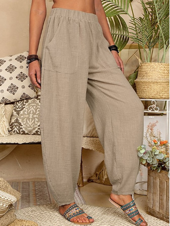 Харем панталони за градски стил, полиестер, свободна кройка, средно висока талия, дълги панталони