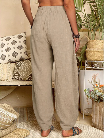 Харем панталони за градски стил, полиестер, свободна кройка, средно висока талия, дълги панталони