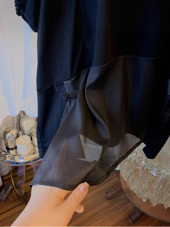 Тениска с ретро китайски стил, свободна кройка, къси ръкави, кръгло деколте, полиестер 70–80%