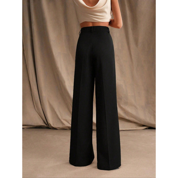 Ежедневни панталони с висока талия и широки крачоли, полиестер, микроеластичност – пролет 2025