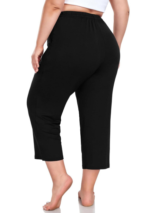 Moteriški cropped pločio jogkelniai su elastine juosta, poliesteris (95%+), vidutinio storio