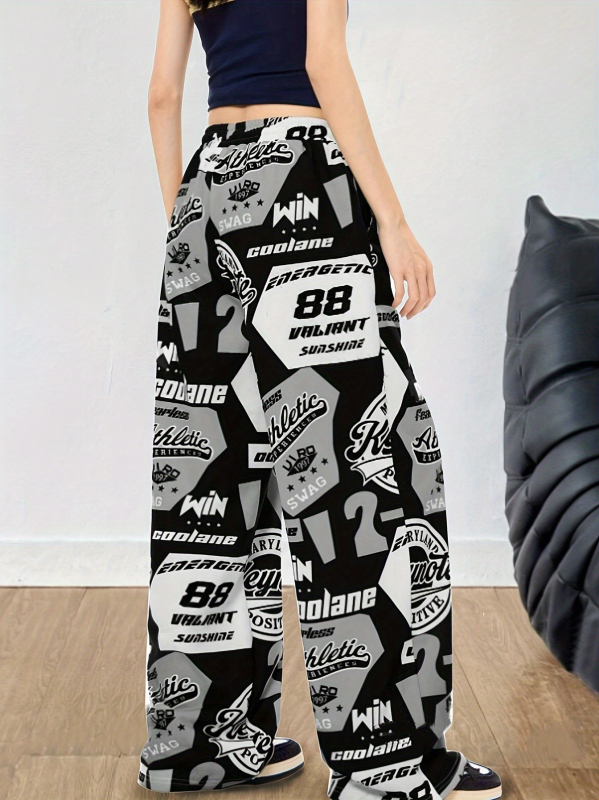 Дамски ежедневни широки панталони за уличен стил, полиестер 70–80%, спандекс 30–50%, широки крачоли, есен 2024