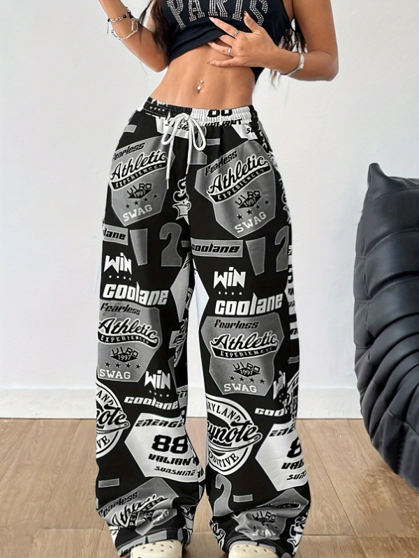 Дамски ежедневни широки панталони за уличен стил, полиестер 70–80%, спандекс 30–50%, широки крачоли, есен 2024