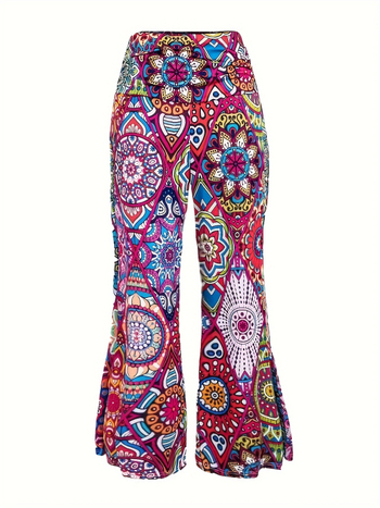 Plus-size ženske hlače za ležeran stil, literarno-retro stil (90-95% poliester; spandeks <30%; srednji pojas; blago šireće nogavice; duljina hlača)