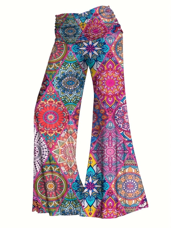 Plus-size ženske hlače za ležeran stil, literarno-retro stil (90-95% poliester; spandeks <30%; srednji pojas; blago šireće nogavice; duljina hlača)