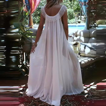 Βαμβαρινό φόρεμα με U-λαιμό, χωρίς μανίκια, μακρύ, χωρίς κουμπιά