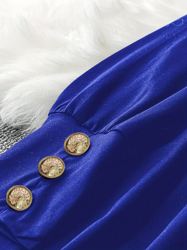 Женска плетена рокля с V-образно деколте, прав силует, средна дължина, дълги ръкави, елегантен стил, полиестер 95%+, Есен 2024