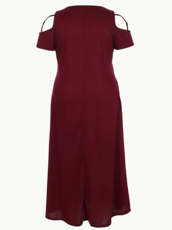 Γυναικεία μακρύ φόρεμα με ανοιχτούς ώμους, στρογγυλός λαιμός, πολυεστέρας με σπαντέξ (95%+ / <30%), καλοκαίρι 2024, street fashion