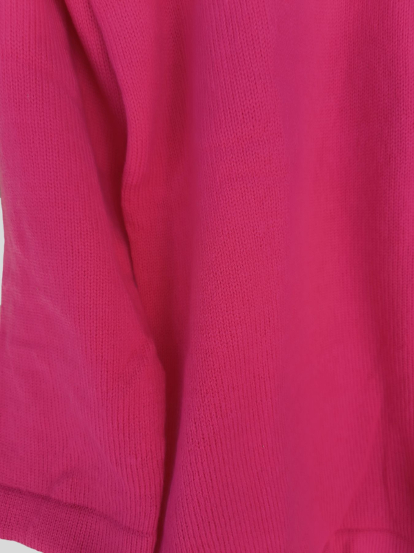 Pulover tricotat de damă din poliester, decolteu în V, umeri căzuți, mâneci lungi, lungime medie