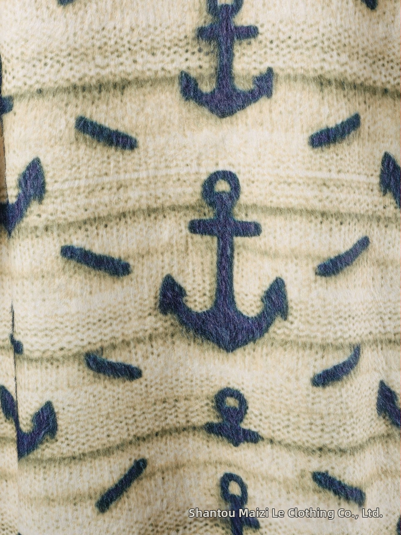 Пуловер от полиестер с жакардова структура, свободен силует и V-образно деколте, есен-зима 2024, стил японско/корейски ежедневен