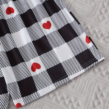 Σετ πυτζάμας γυναικών από πολυεστέρα — τοπ με κοντά μανίκια με εκτύπωση καρδιάς και παντελόνια, καθημερινές καλοκαιρινές πυτζάμες (95% πολυεστέρας)