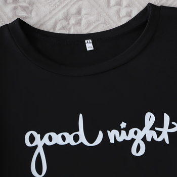 Σετ πυτζάμας γυναικών από πολυεστέρα — τοπ με κοντά μανίκια με εκτύπωση καρδιάς και παντελόνια, καθημερινές καλοκαιρινές πυτζάμες (95% πολυεστέρας)