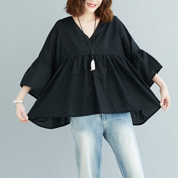 Γυναικείο τοπ με V-λαιμό, γλυκό στυλ, street hipster, Άνοιξη 2022, πολυαιθυλένιο ίνα 71–80%