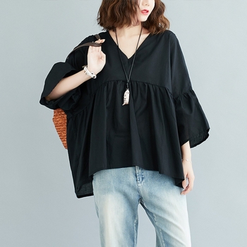Γυναικείο τοπ με V-λαιμό, γλυκό στυλ, street hipster, Άνοιξη 2022, πολυαιθυλένιο ίνα 71–80%