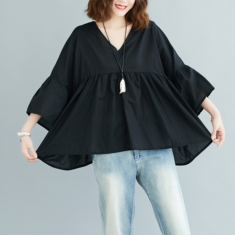 Γυναικείο τοπ με V-λαιμό, γλυκό στυλ, street hipster, Άνοιξη 2022, πολυαιθυλένιο ίνα 71–80%