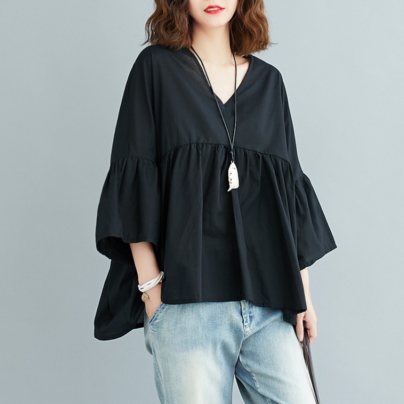 Γυναικείο τοπ με V-λαιμό, γλυκό στυλ, street hipster, Άνοιξη 2022, πολυαιθυλένιο ίνα 71–80%