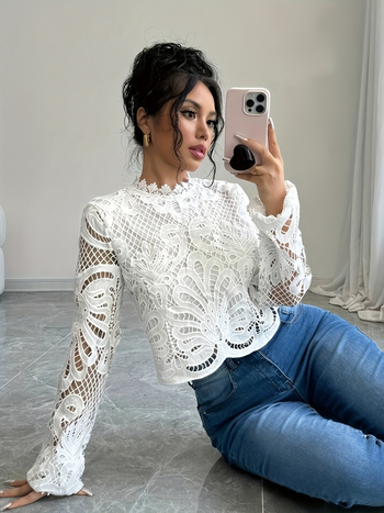 Γυναικεία μακρυμάνικη πολυεστερική Τ-shirt με εκτύπωση, στρογγυλός λαιμός, στυλ πουλόβερ, για διακοπές, άνοιξη 2024