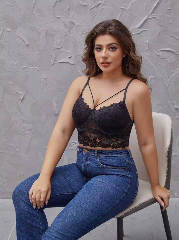 Nėrinių liemenėlė iš poliesterio ir spandekso, 90–95% poliesterio, 2025 m. pavasaris, Street Trendsetter stilius, Sexy Babe stilius, moterų apatinis