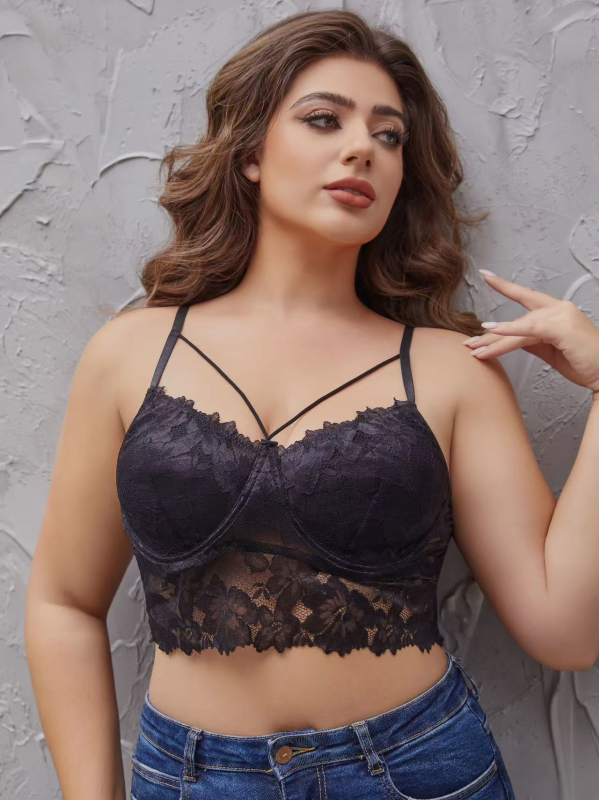 Nėrinių liemenėlė iš poliesterio ir spandekso, 90–95% poliesterio, 2025 m. pavasaris, Street Trendsetter stilius, Sexy Babe stilius, moterų apatinis