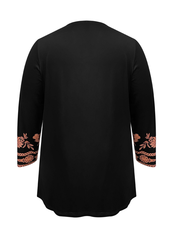 Cardigan damă cu imprimeu geometric, mâneci lungi, lungime medie, fără guler, amestec poliester-spandex, toamna 2024