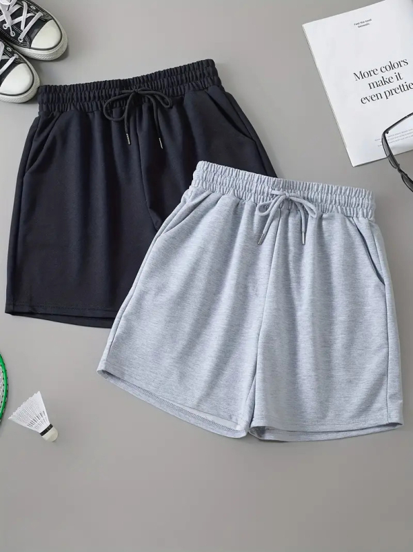 Női casual rövidnadrág zsebekkel, magas derékkal, 3/4-es hosszúságú, széles fazon, poliészter-spandex keverék