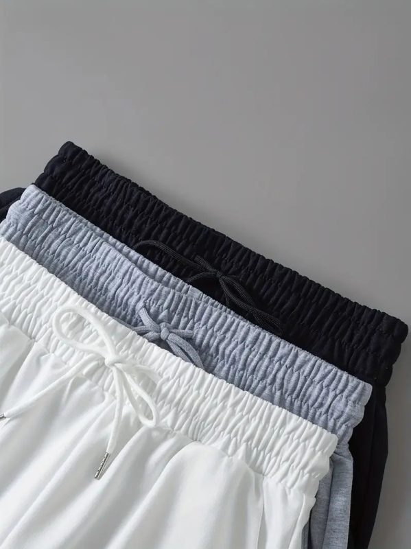 Női casual rövidnadrág zsebekkel, magas derékkal, 3/4-es hosszúságú, széles fazon, poliészter-spandex keverék